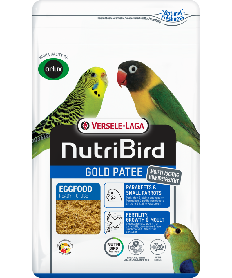 NutriBird Eggfood Gold Patee Parakeets & Small Parrots  อาหารไข่สูตรชุ่มชื้น (แบ่งขายถุงซีลกันชื้น 200g-1kg) EXP09/2026