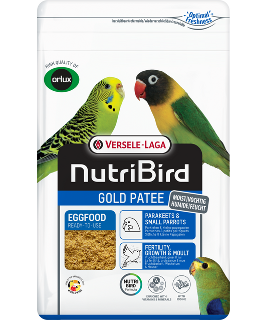NutriBird Eggfood Gold Patee Parakeets & Small Parrots  อาหารไข่สูตรชุ่มชื้น (แบ่งขายถุงซีลกันชื้น 200g-1kg) EXP09/2026